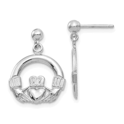 14k White Gold Solid Flat-Backed Claddagh Earrings at $ 202.98 only from Jewelryshopping.com