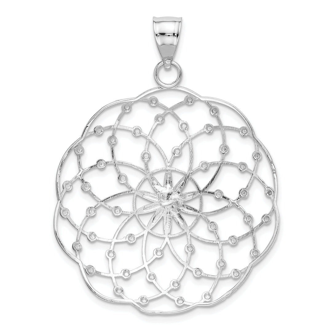 14k White Gold Diamond Cut Sphere Pendant