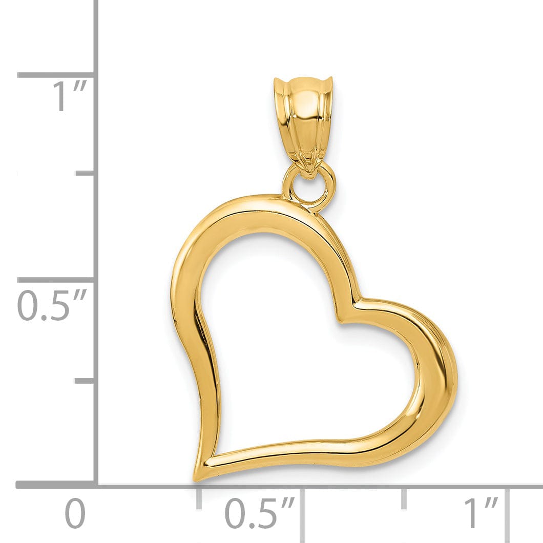 14k Yellow Gold Polished Open Heart Design Pendant