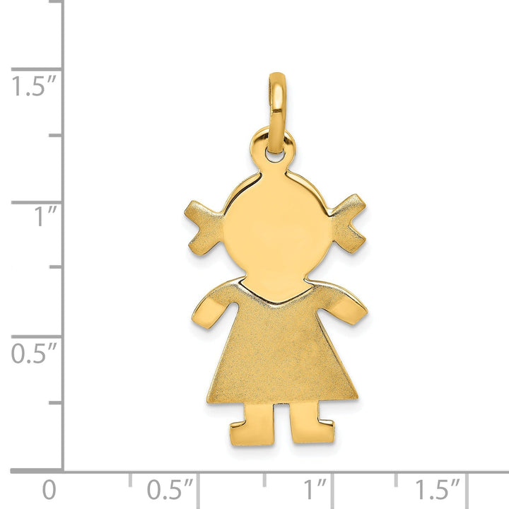 Solid 14k Yellow Gold Engravable Girl Pendant