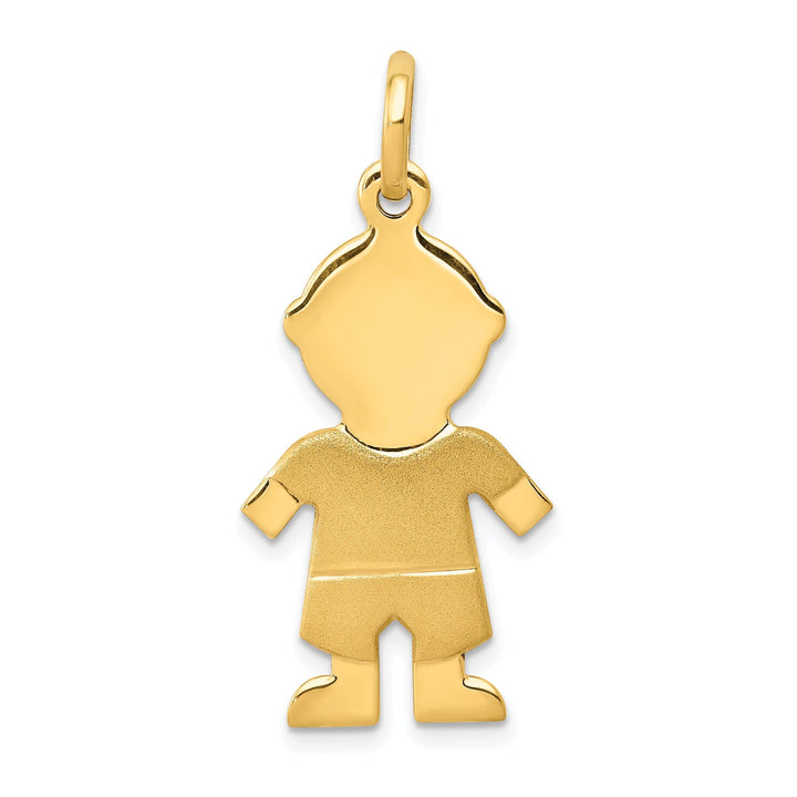 Solid 14k Yellow Gold Engravable Boy Pendant