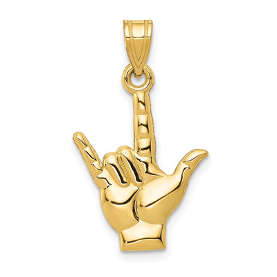 14k Yellow Gold I Love You Hand Sign Language Charm at $ 99.08 only from Jewelryshopping.com