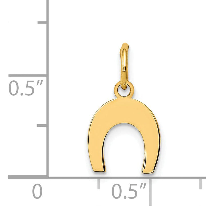 14k Yellow Gold Polished Finish Flat Back Horseshoe Charm Pendant