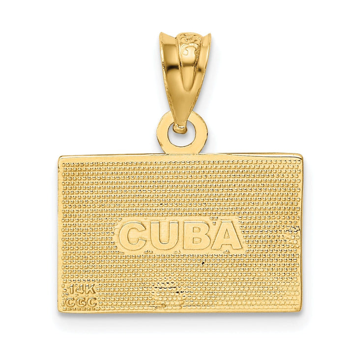 14k Yellow Gold Red Blue White Enameled Finish Cuba Flag Charm Pendant