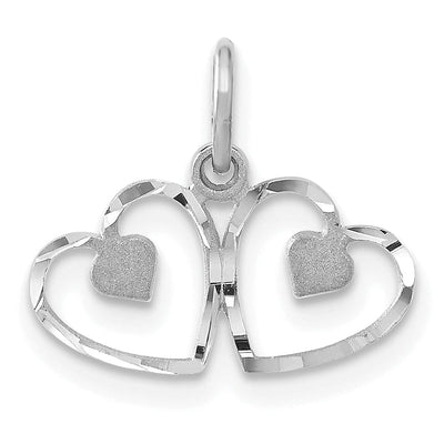 14k White Gold Double Heart Charm at $ 46.34 only from Jewelryshopping.com