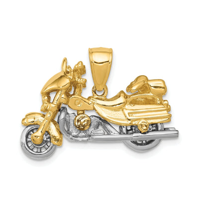 14k Two-tone 3-Dimensional Motorcycle Pendant at $ 846.84 only from Jewelryshopping.com