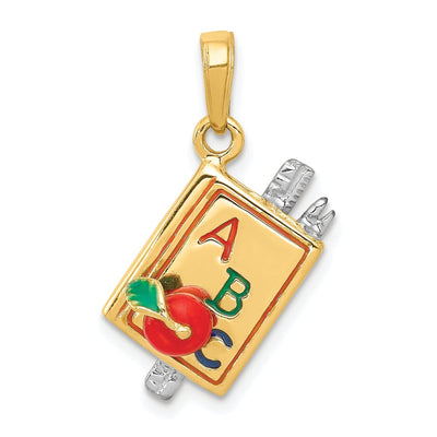 14k Two Tone Gold ABC School Book Pendant at $ 398.18 only from Jewelryshopping.com