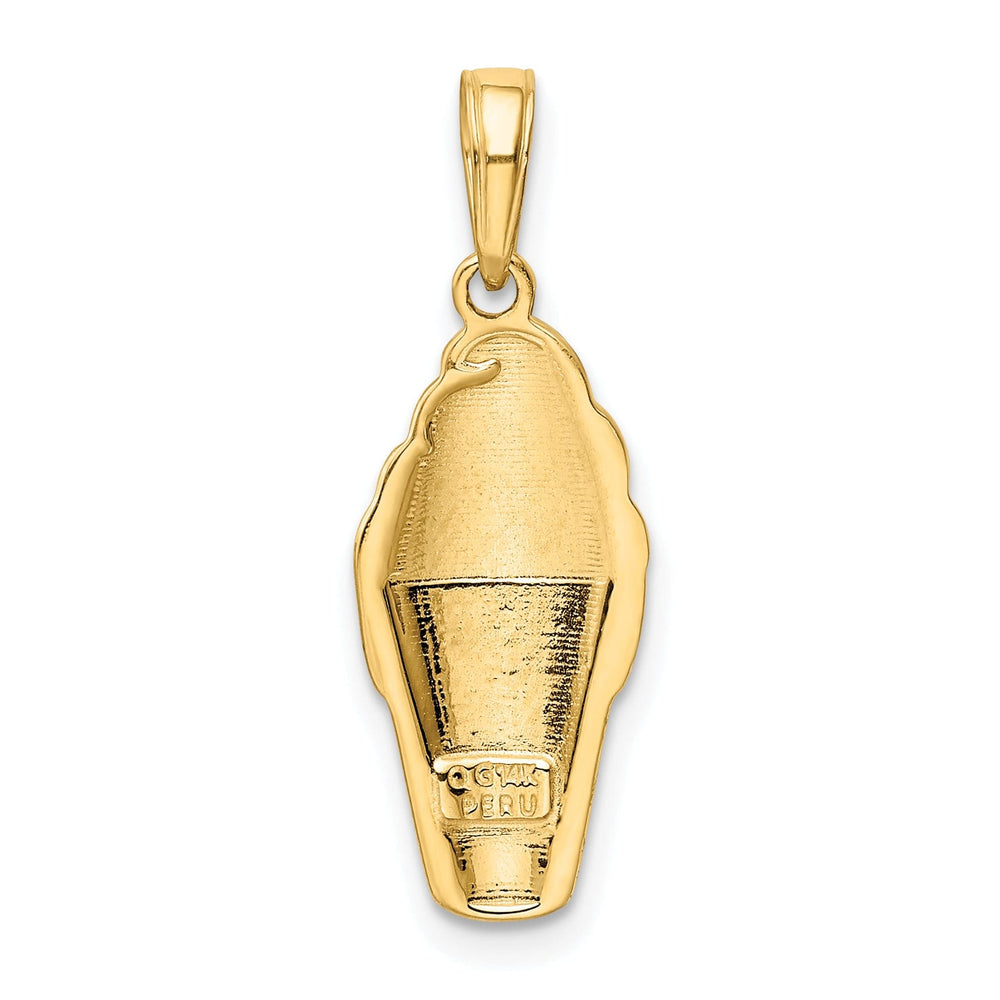 14k Yellow Gold Vanilla Ice Cream Cone Pendant