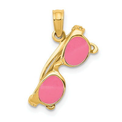 14k Yellow Gold Solid 3-Dimensional Polished Pink Enameled Finish Moveable Sunglasses Charm Pendant at $ 127.67 only from Jewelryshopping.com
