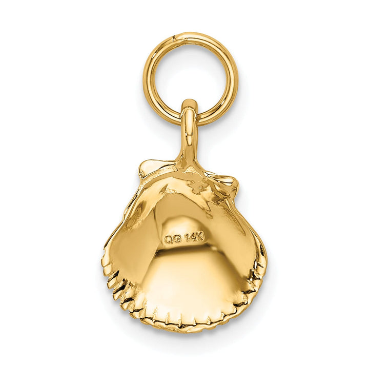 14k Yellow Gold Solid Texture Polished Finish Sea shell Charm Pendant