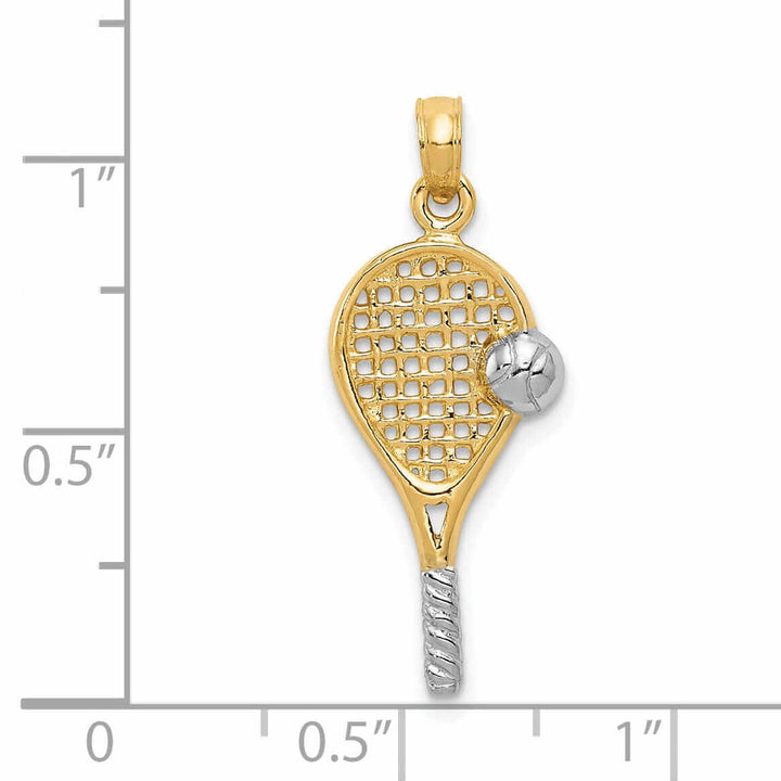 14 Yellow Gold Tennis with Ball Racquet Pendant