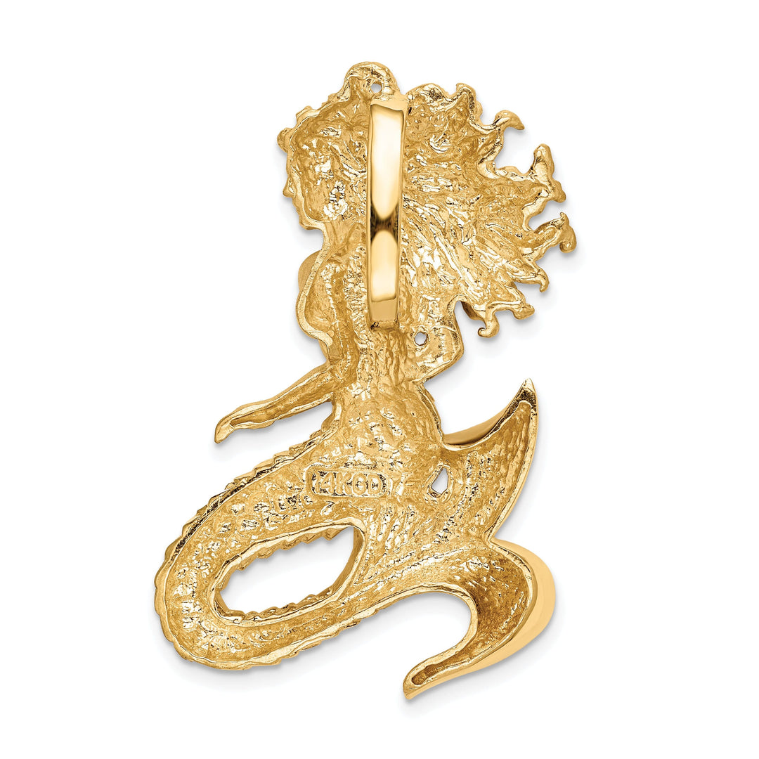 14k Yellow Gold Polished Mermaid Slide Pendant