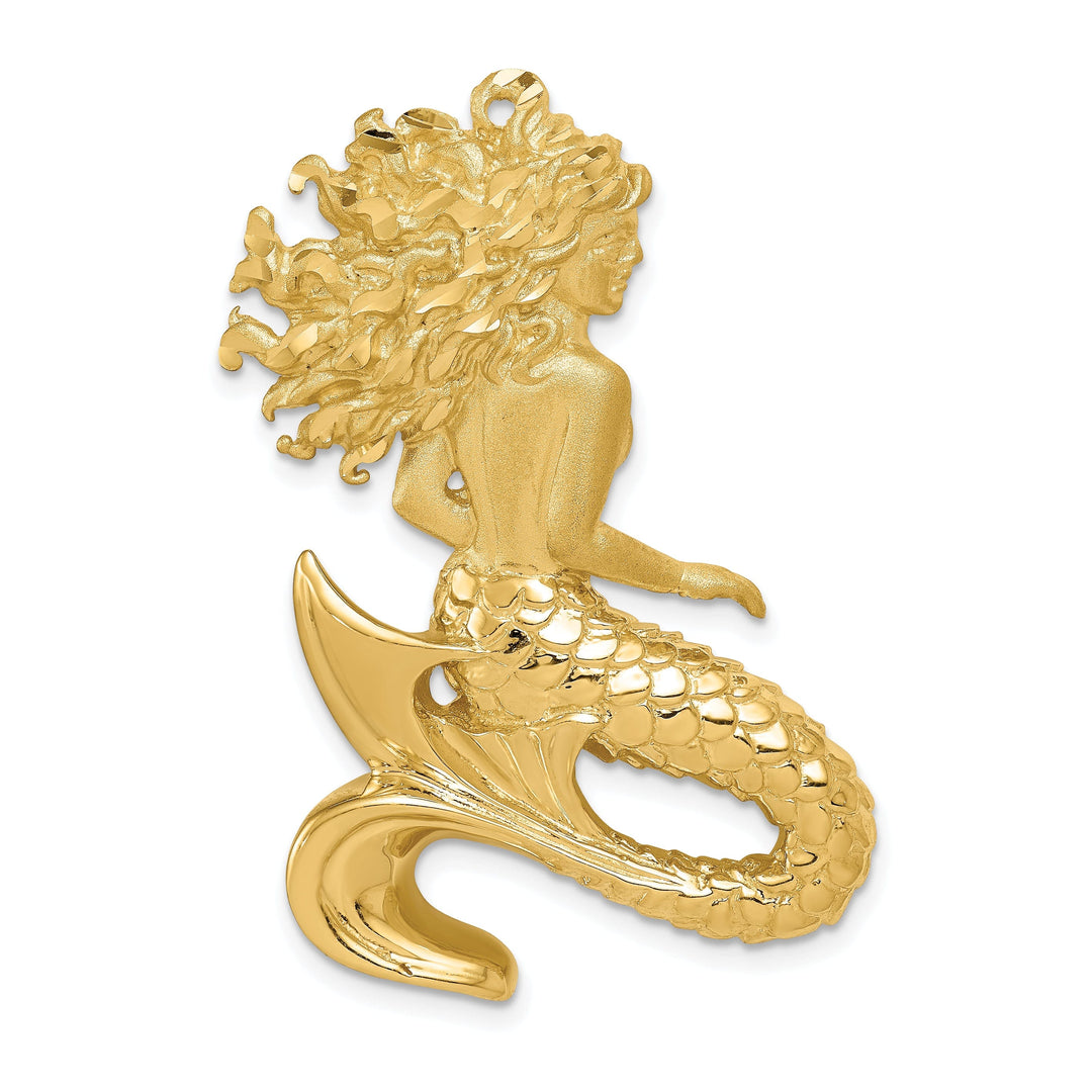 14k Yellow Gold Polished Mermaid Slide Pendant