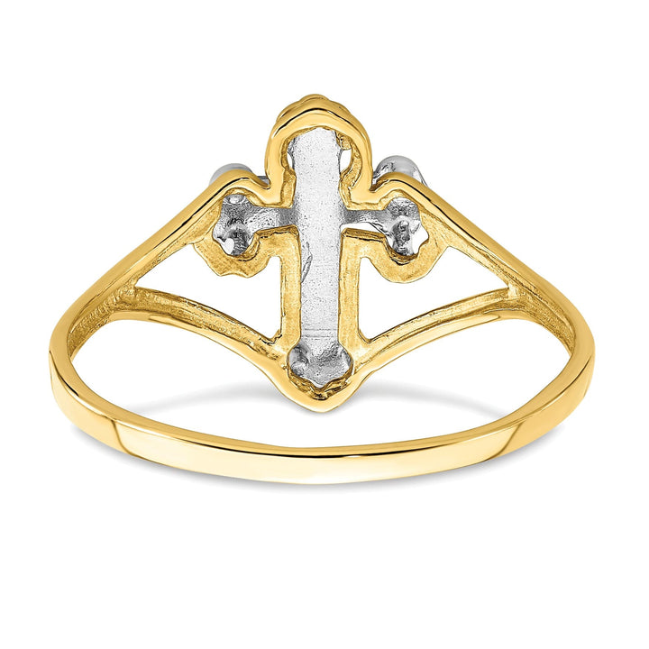 14k Two Tone Gold Cross Ring