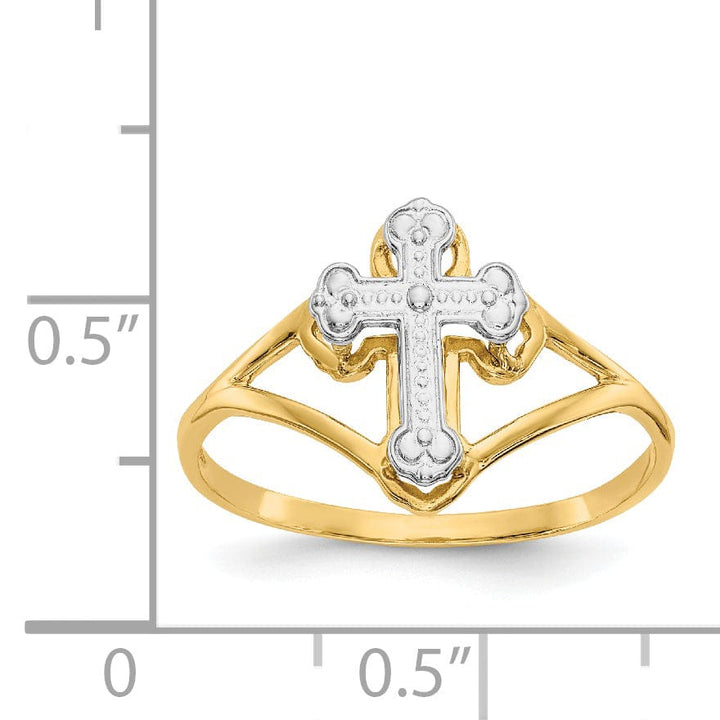 14k Two Tone Gold Cross Ring