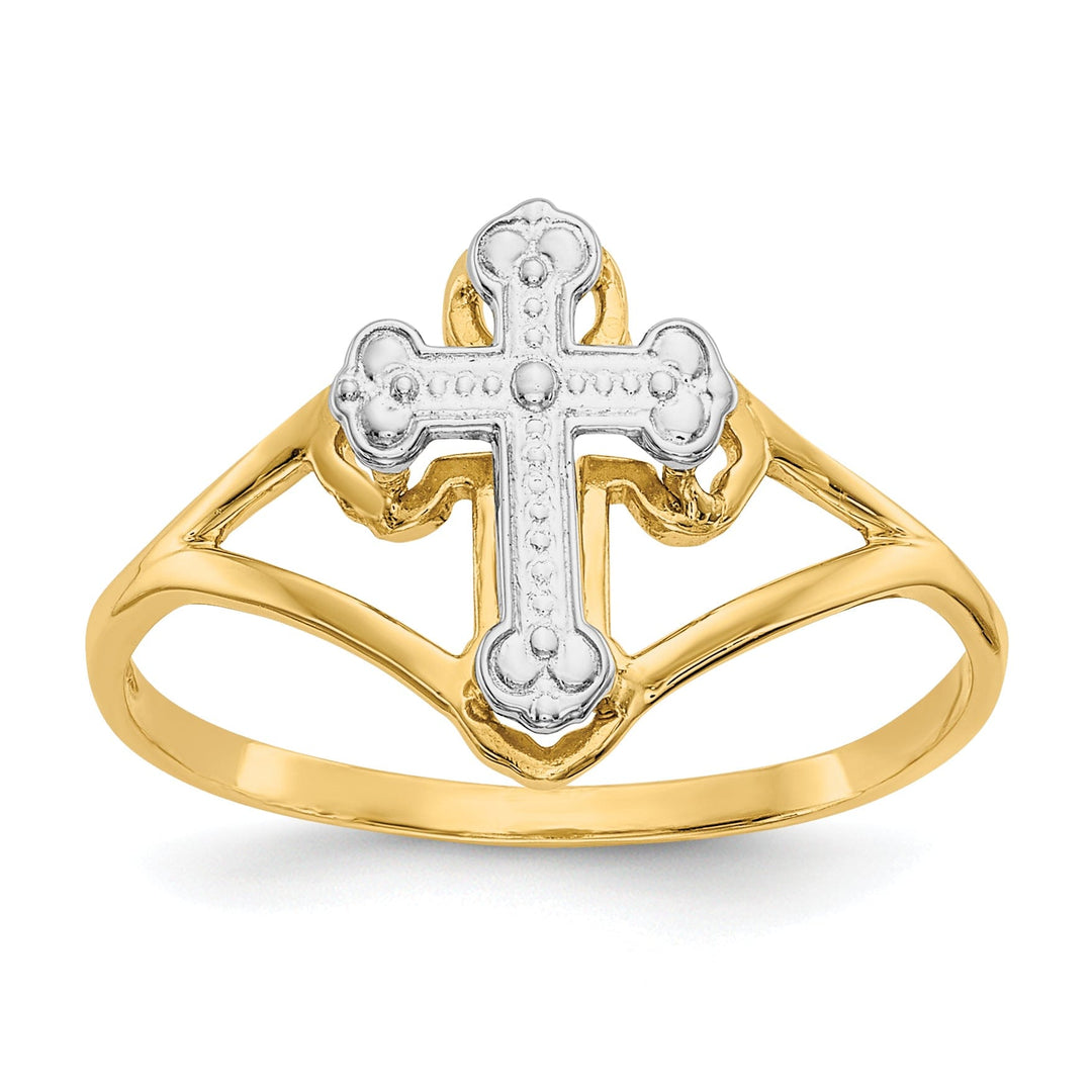 14k Two Tone Gold Cross Ring