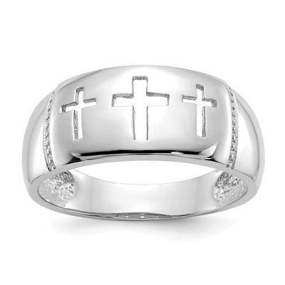 14k White Gold 3 Cross Cut-out Ring
