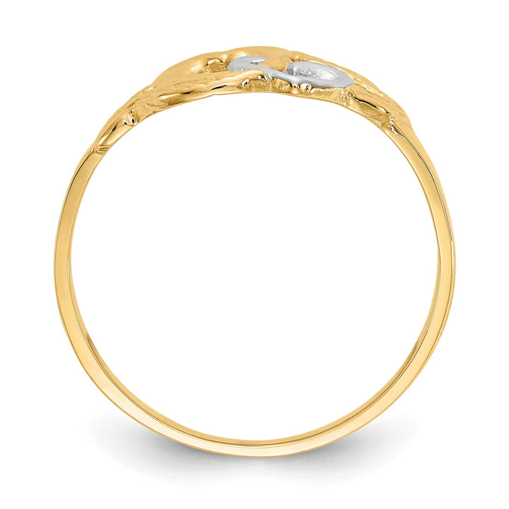 14k Two Tone Gold Double Heart Cut-Out Ring