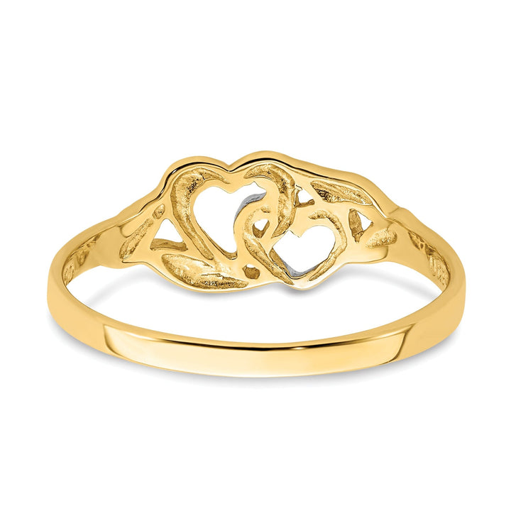 14k Two Tone Gold Double Heart Cut-Out Ring