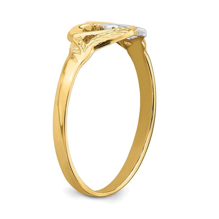 14k Two Tone Gold Double Heart Cut-Out Ring