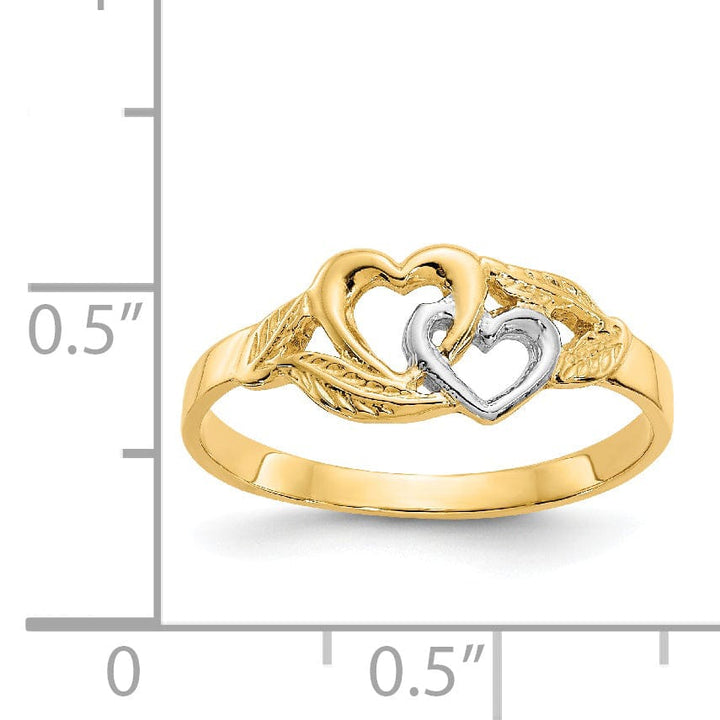 14k Two Tone Gold Double Heart Cut-Out Ring