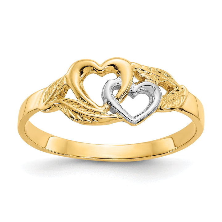 14k Two Tone Gold Double Heart Cut-Out Ring