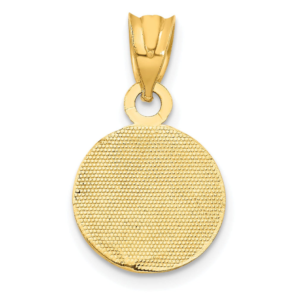 14k Yellow Gold White Enameled Baseball Pendant