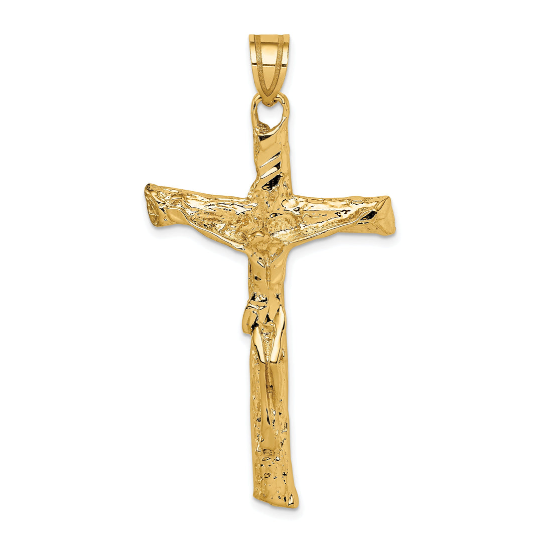 14k Yellow Gold Satin Crucifix Pendant