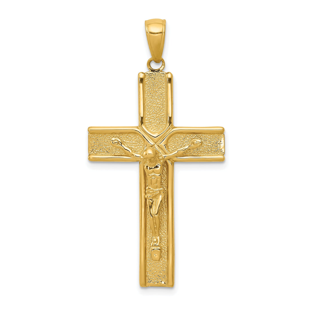 14k Yellow Gold Satin Finish Crucifix Pendant