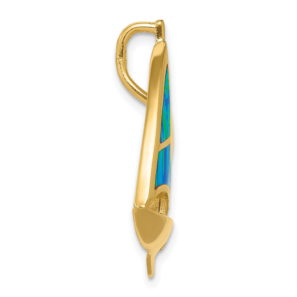 14k Yellow Gold Opal Sailboat Slide Pendant