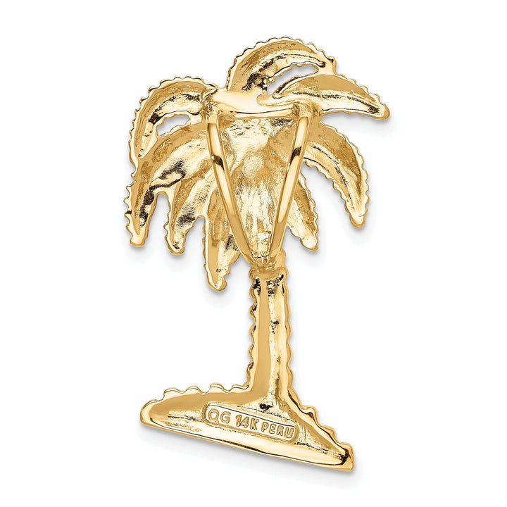 14k Yellow Gold Palm Tree Slide Pendant