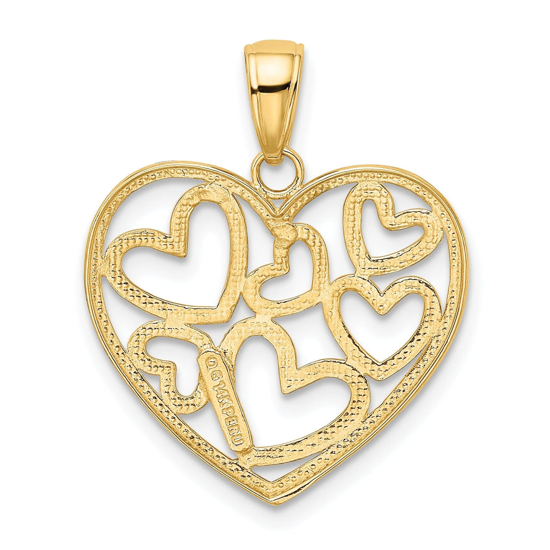 14K Two Tone Gold Diamond Cut Heart Pendant