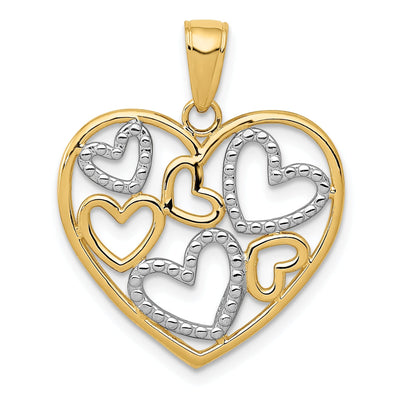 14K Two Tone Gold Diamond Cut Heart Pendant at $ 142.95 only from Jewelryshopping.com