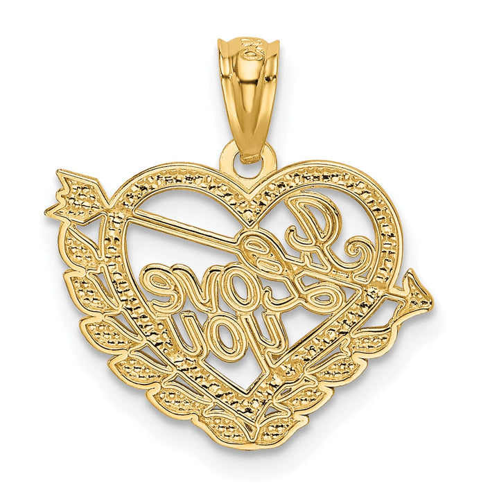 14k Two Tone Gold I Love You Heart Pendant