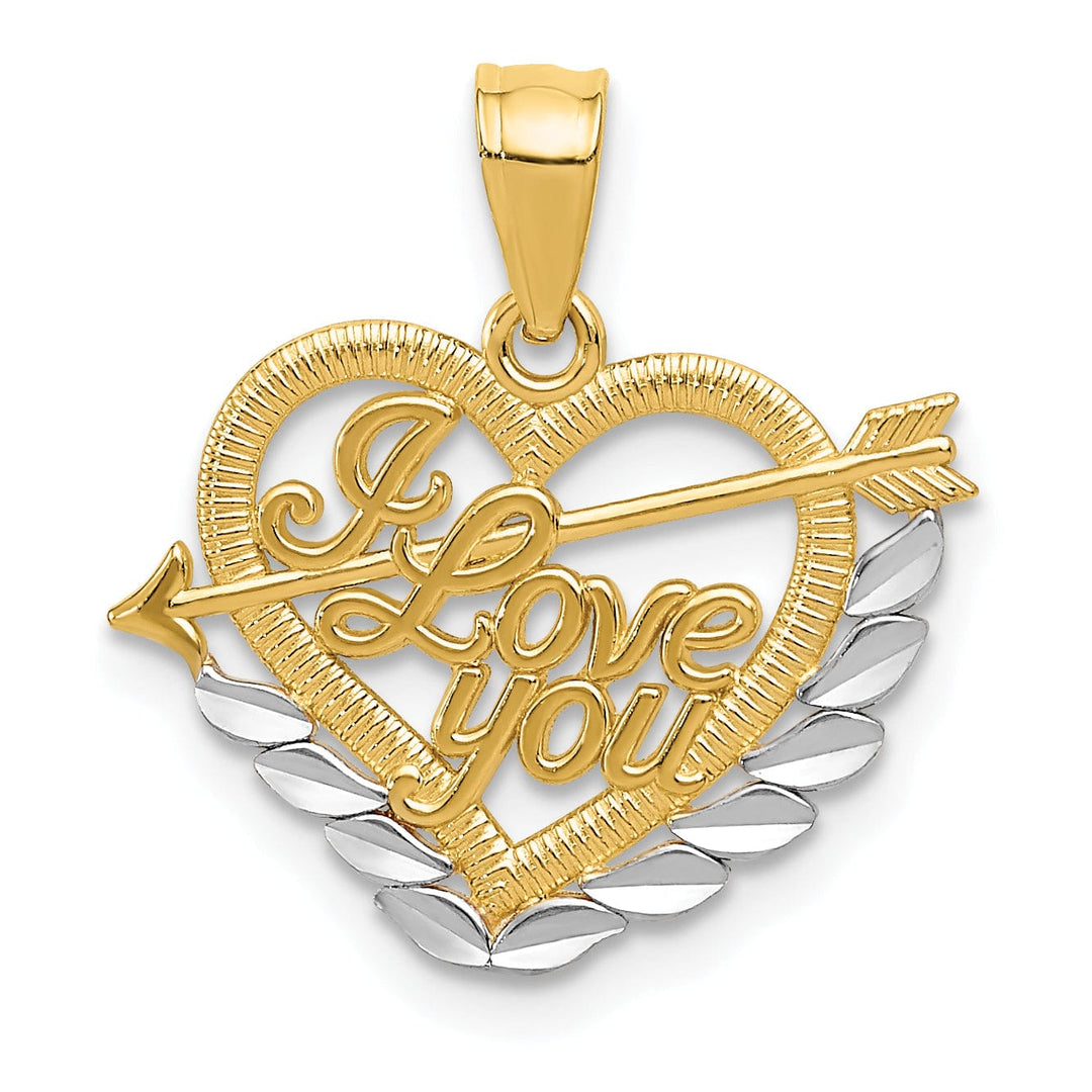 14k Two Tone Gold I Love You Heart Pendant