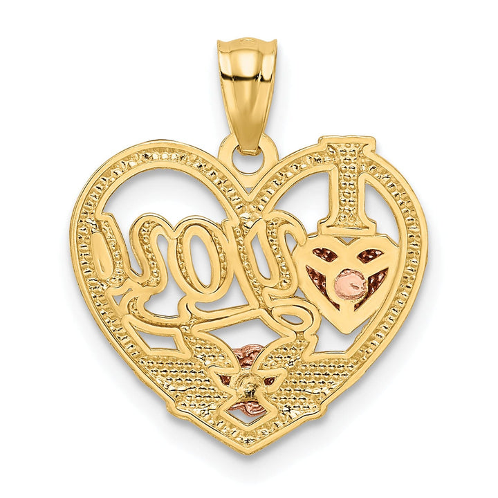 14k Two Tone Gold I Love You Heart Pendant