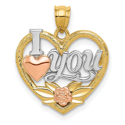 14k Two Tone Gold I Love You Heart Pendant at $ 118.08 only from Jewelryshopping.com