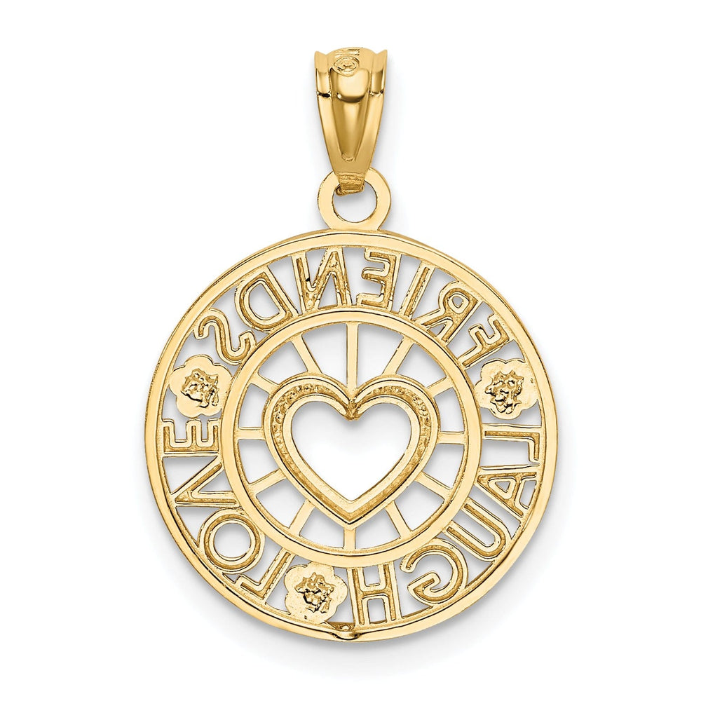 14k Two Tone Gold Friends, Laugh Love Pendant