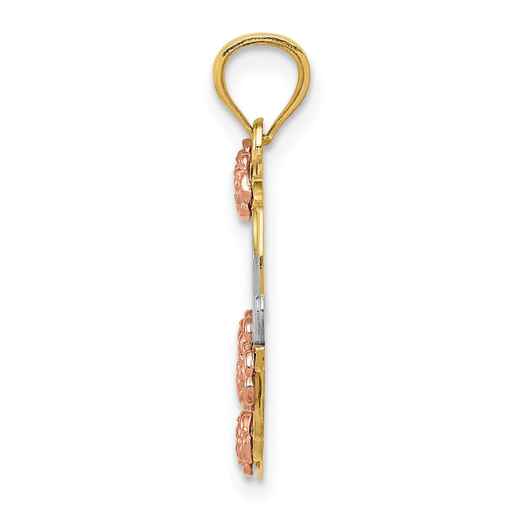 14k Two Tone Gold Mom Heart Charm Pendant