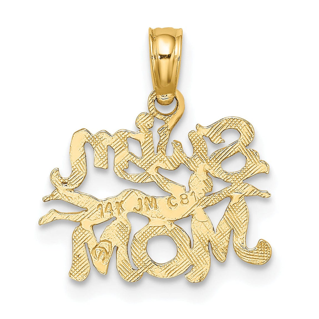 14K Yellow Gold Polished Textured Swim Mom Swimmer Charm Pendant