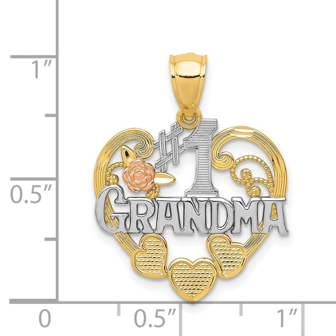 14k Two Tone Gold #1 Grandma Heart Pendant