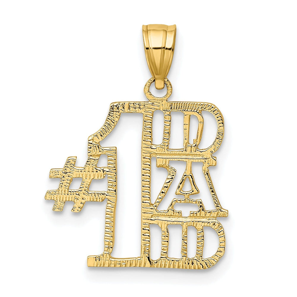 14k Yellow Gold Textured Finish Vertical Script Design #1 DAD Charm Pendant