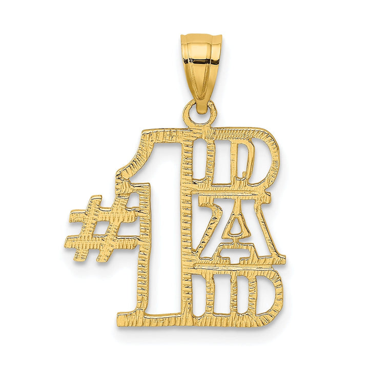 14k Yellow Gold Textured Finish Vertical Script Design #1 DAD Charm Pendant