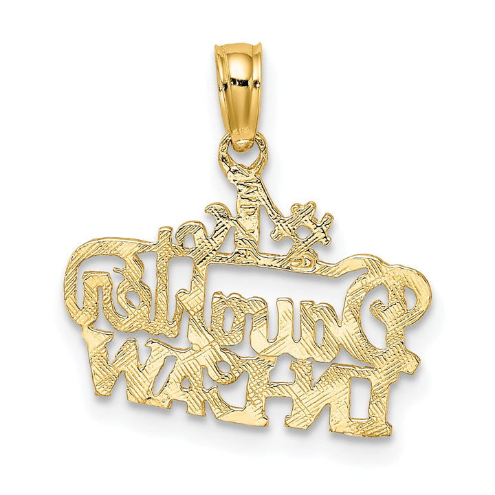 14k Yellow Gold Flat Back Polished Finish #1 DAUGHTER-IN-LAW Script Design Charm Pendant