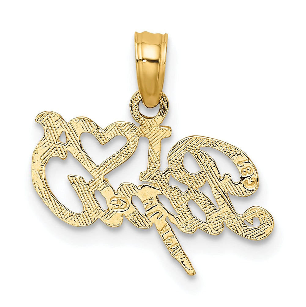 14k Yellow Gold Solid Polished Textured Finish I Heart PAPA Design Charm Pendant