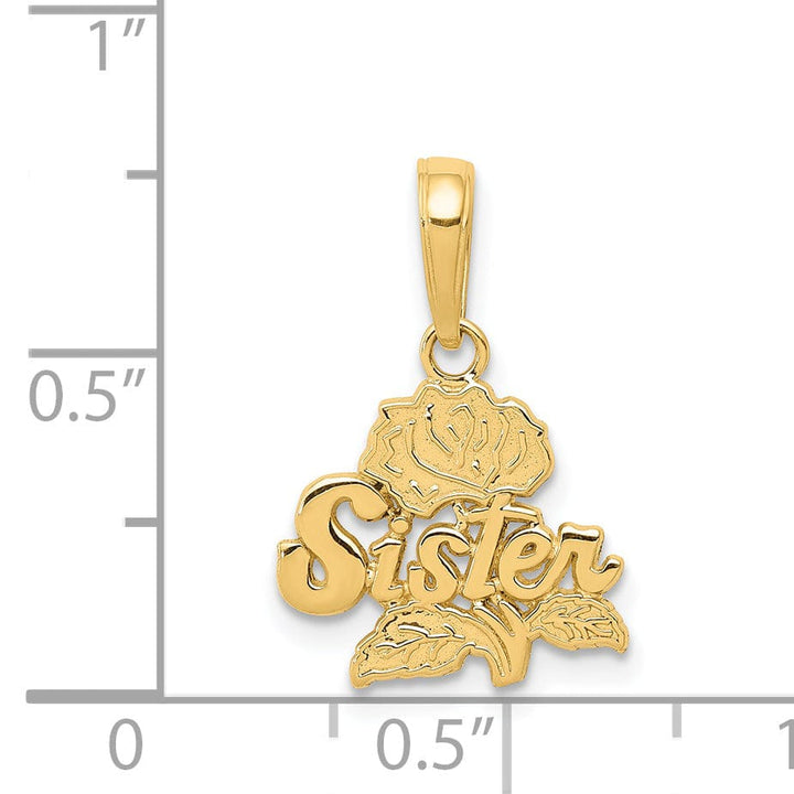 14k Yellow Gold Sister Rose Charm Pendant