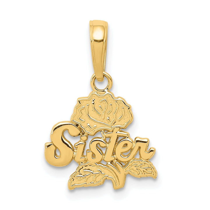 14k Yellow Gold Sister Rose Charm Pendant