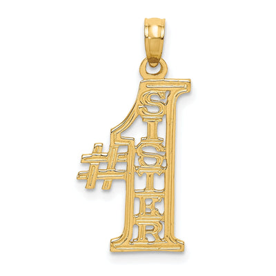 14k Yellow Gold Textured Finish Vertical Design #1 SISTER Charm Pendant at $ 86.03 only from Jewelryshopping.com