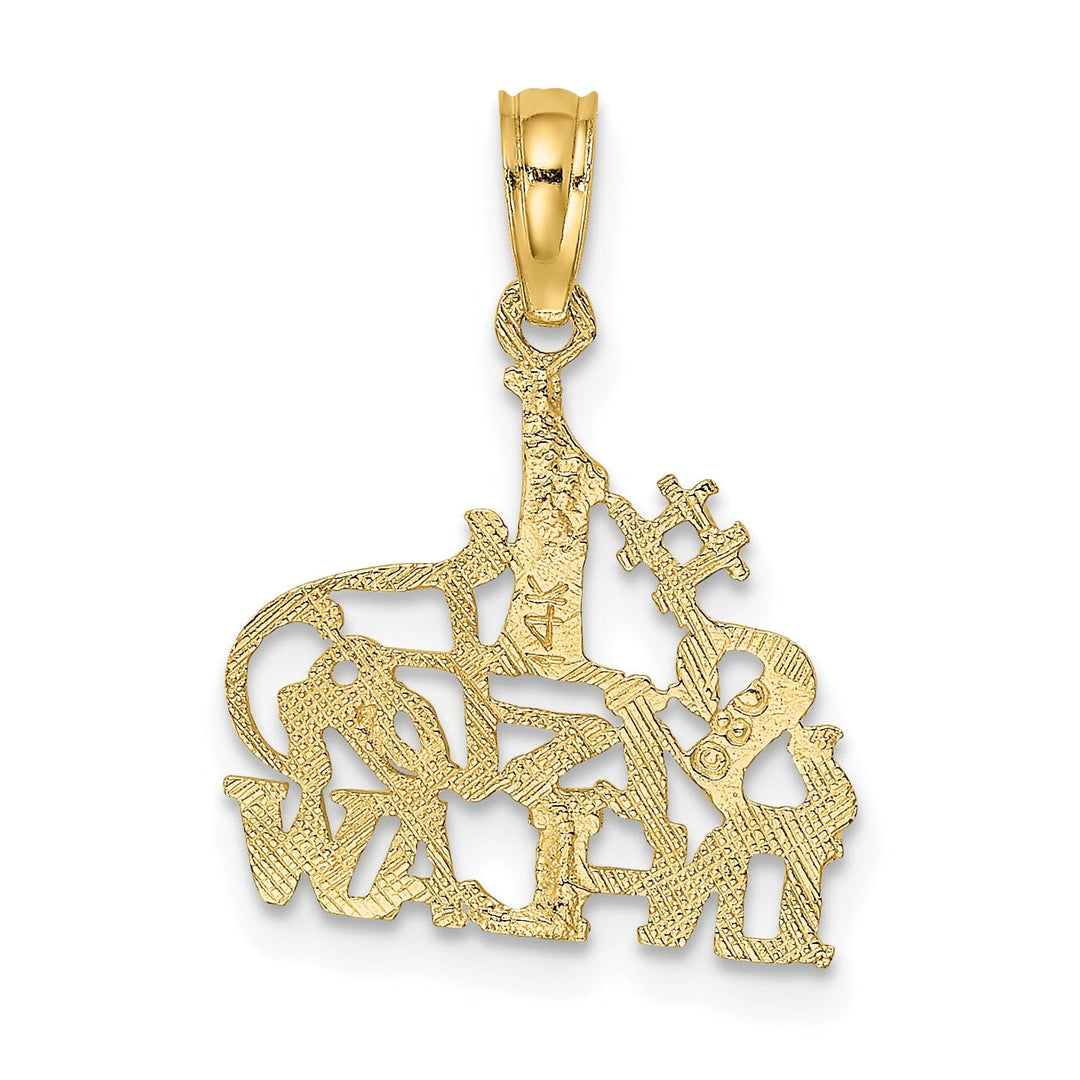 14k Yellow Gold Textured Back Polished Finish Script #1 SISTER-IN-LAW Charm Pendant