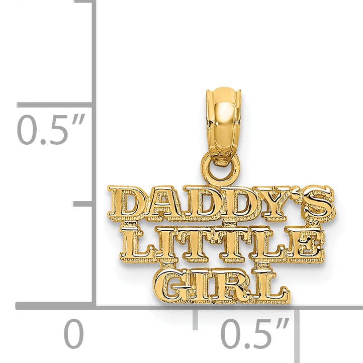 14k Yellow Gold Polished Beaded Textured Finish DADDYS LITTLE GIRL Charm Design Pendant